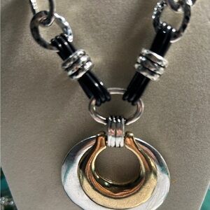 Elegant Silver and Gold Necklace and Earring Set